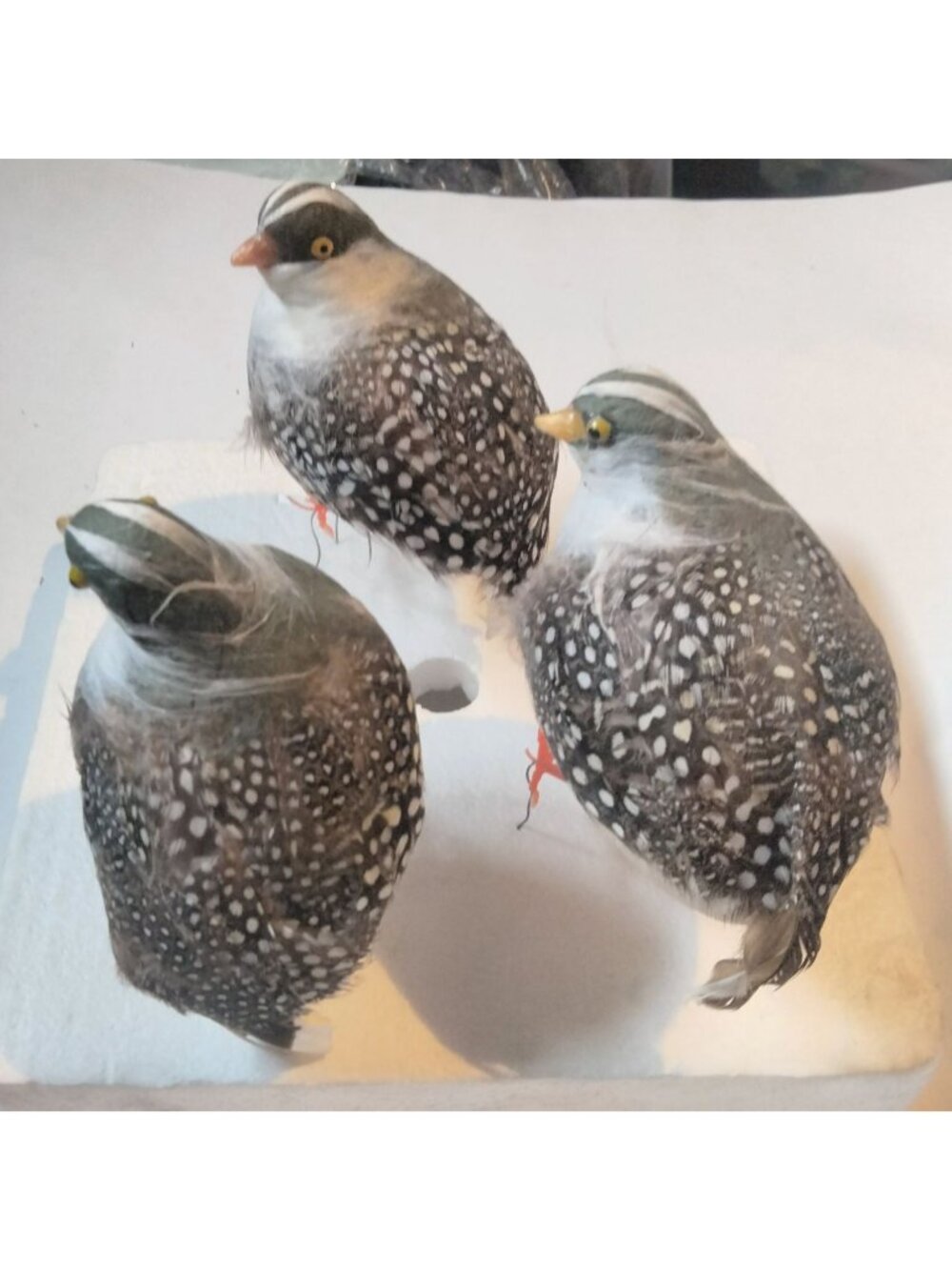 Decorative Faux Bird Figurine Quail Partridge Feathers Lot 3